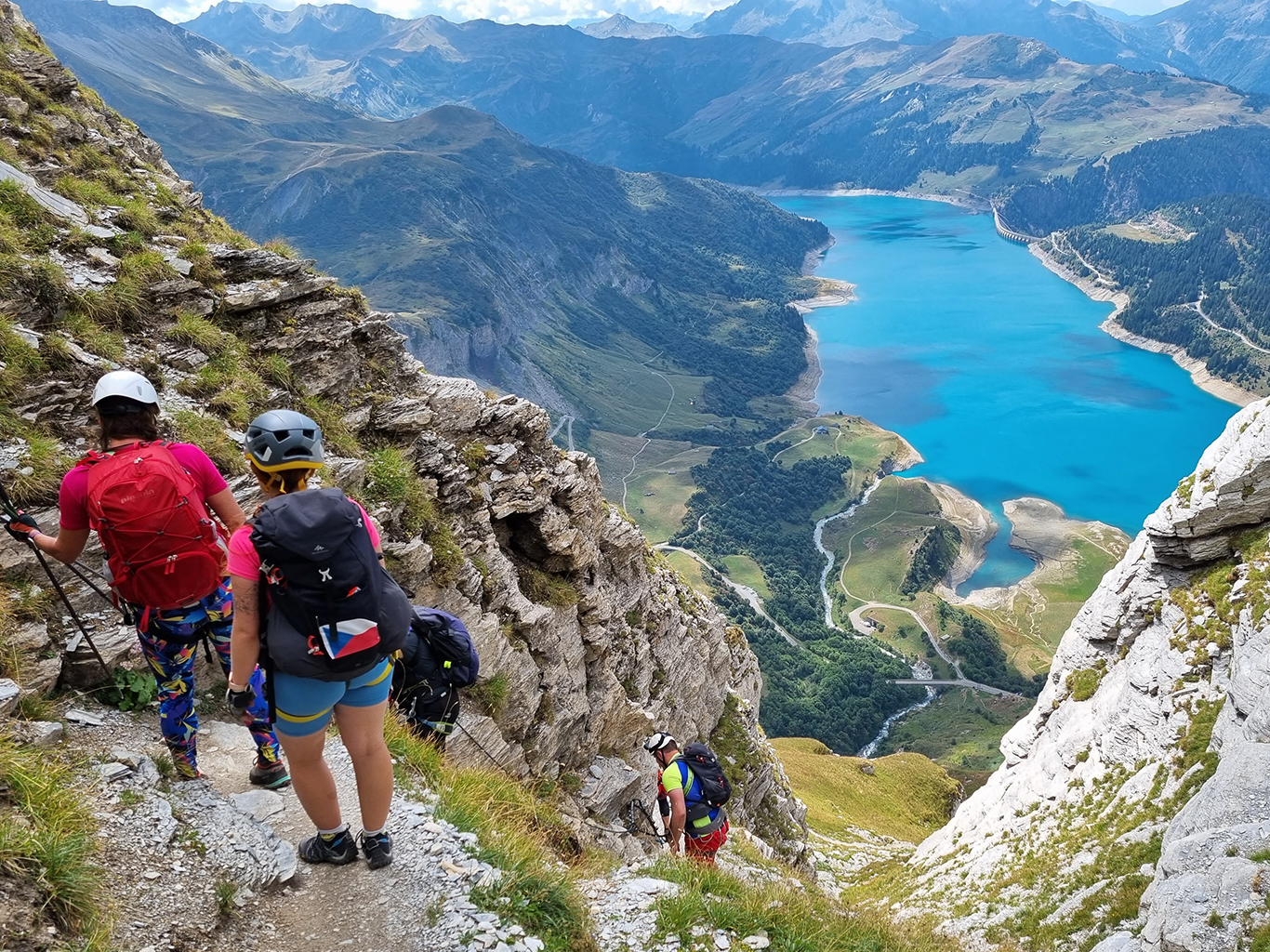 Via ferrata Roc du Vent nad přehradním jezerem Lac de Roselend