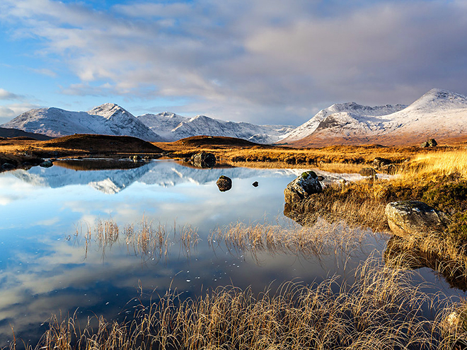 Rašeliniště Rannoch Moor má působivou scenérii