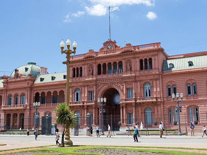 Prezidentský palác Casa Rosada v Buenos Aires