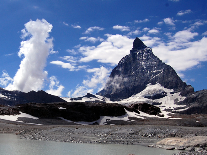 Matterhorn při pohledu z Klein Matterhornu