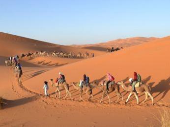 Pouštní karavana na dunách Erg Chebbi