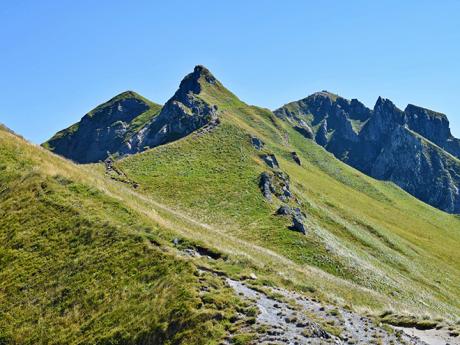 Hřebenový úsek trasy na Puy de Sancy