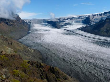 Ledovcový splaz v oblasti Skaftafell v NP Vatnajökull