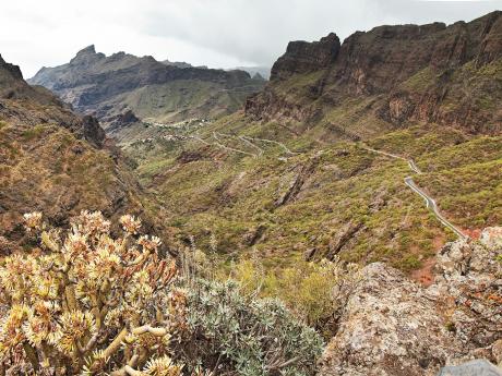 Pohořím Macizo de Teno na západním pobřeží Tenerife se klikatí jediná silnice